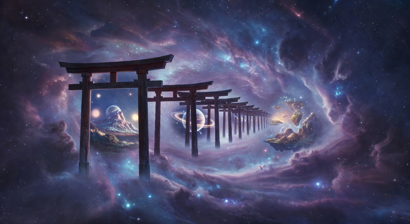 鳥居と星雲
